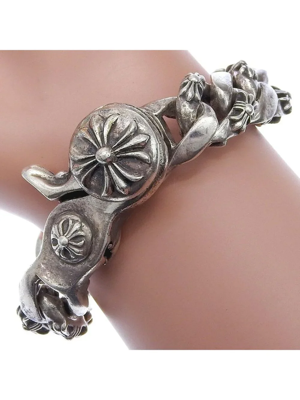 Chrome Hearts Fancy Chain Lnk 925 Sterling Silver Bracelet